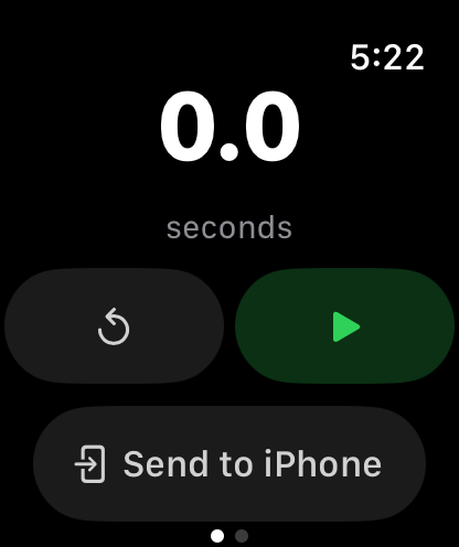 Apple Watch shot timer with a Send to iPhone button
